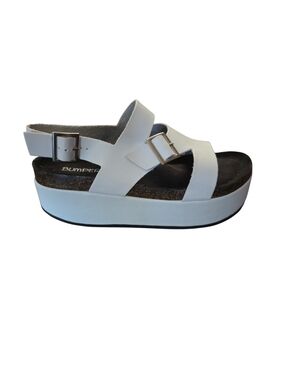 Bumper White Platform Sandal with Buckle Straps